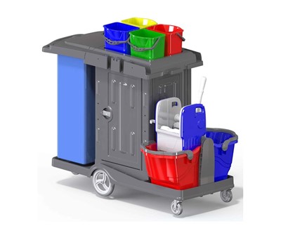 FLOOR CART DOUBLE BIN GARBAGE COLLECTION BRAND +4 BIN