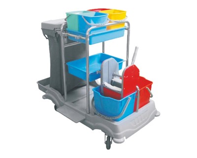 FLOOR CART DOUBLE BIN GARBAGE COLLECTION +4 BIN